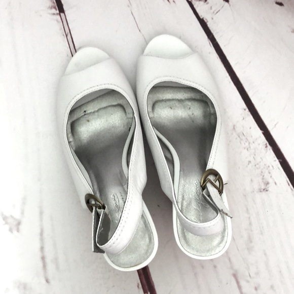 Marks & Spencer White Leather Peeptoe Wedges - Picture 5 of 5
